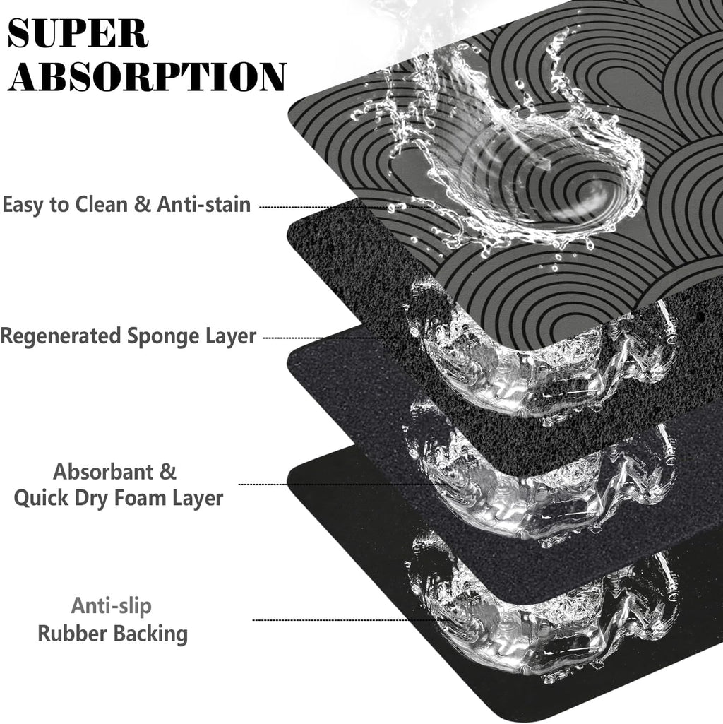 Dog Food Mats for Floors Absorbent, Pet Cat Food Mat - Quick Dry Dog Bowl Mats for Food and Water, Eco-Friendly Boho Pet Supplies