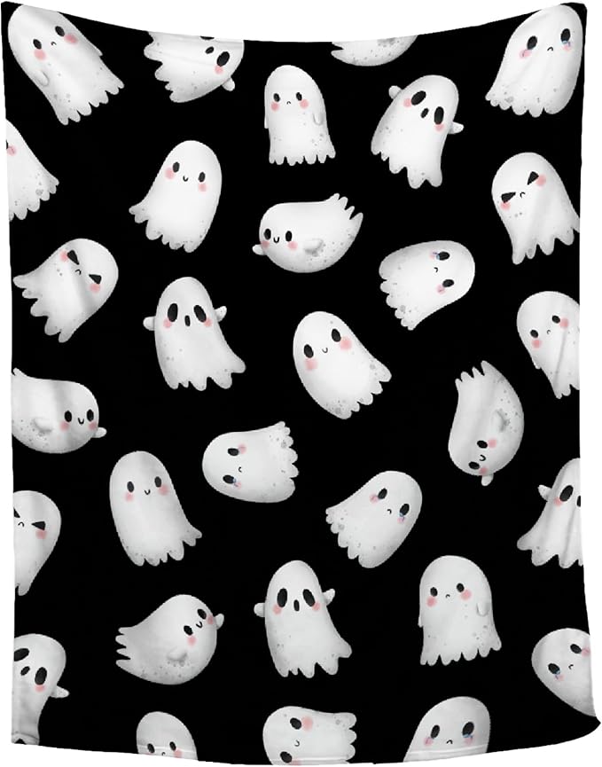 Blanket for Kids - Ultra Soft Cute Ghost Blanket - Plush Cozy Ghost Blanket for Travel/Camping/Picnic - Funny Halloween Ghost Decor - 50"x60"-Teens/Travel Size