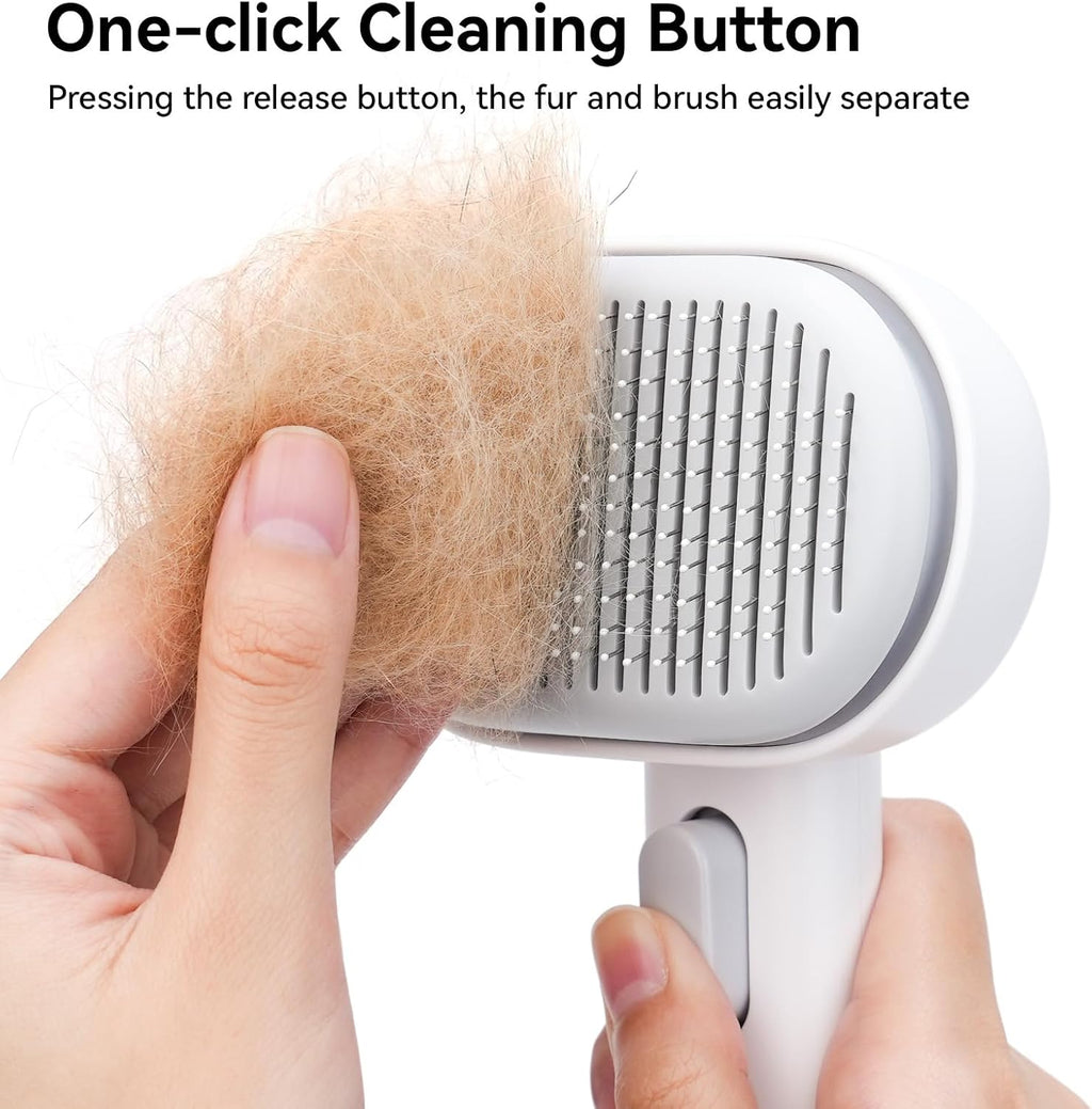 aumuca Cat Brush for Shedding, Cat Brushes for Indoor Cats, Cat Brush for Long or Short Haired Cats, Cat Hair Brush Cat Grooming Deshedding Brush for Dog Kitten Rabbit Massage Removes Loose Fur, White