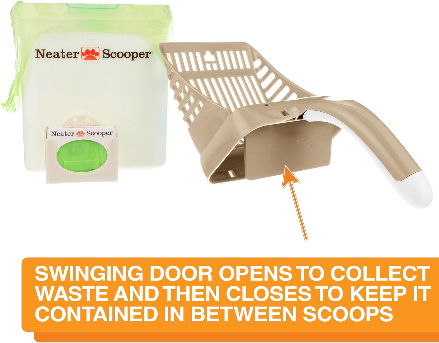 Neater Pet Brands Neater Scooper Standard Cat Litter Scoop, 195 Refill Bags – Mess-Free Cat Litter Scooper with Bag, Spill-Proof Kitty Box Sifter, Bin Doubles as Scoop Holder, For Single-Cat Household