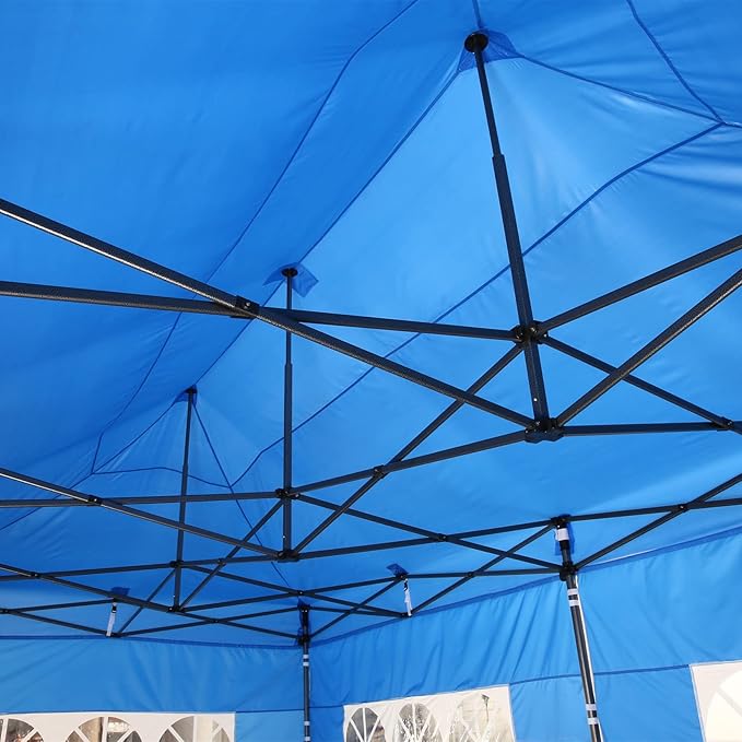 COBIZI 10x20 Pop Up Canopy with 6 Sidewall,Heavy Duty Canopy UPF 50+ All Season Wind Waterproof Commercial Outdoor Wedding Party Tents for Parties Gazebo with Roller Bag(10 x 20 ft Blue)