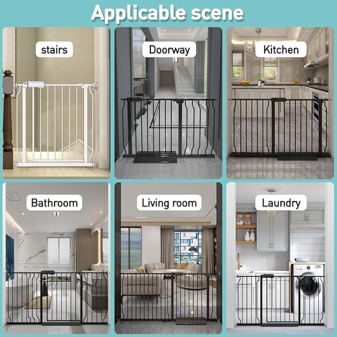 WAOWAO Baby Gate 57.48-62.17" Extra Wide Pressure Mounted Walk Through Swing - Image 5