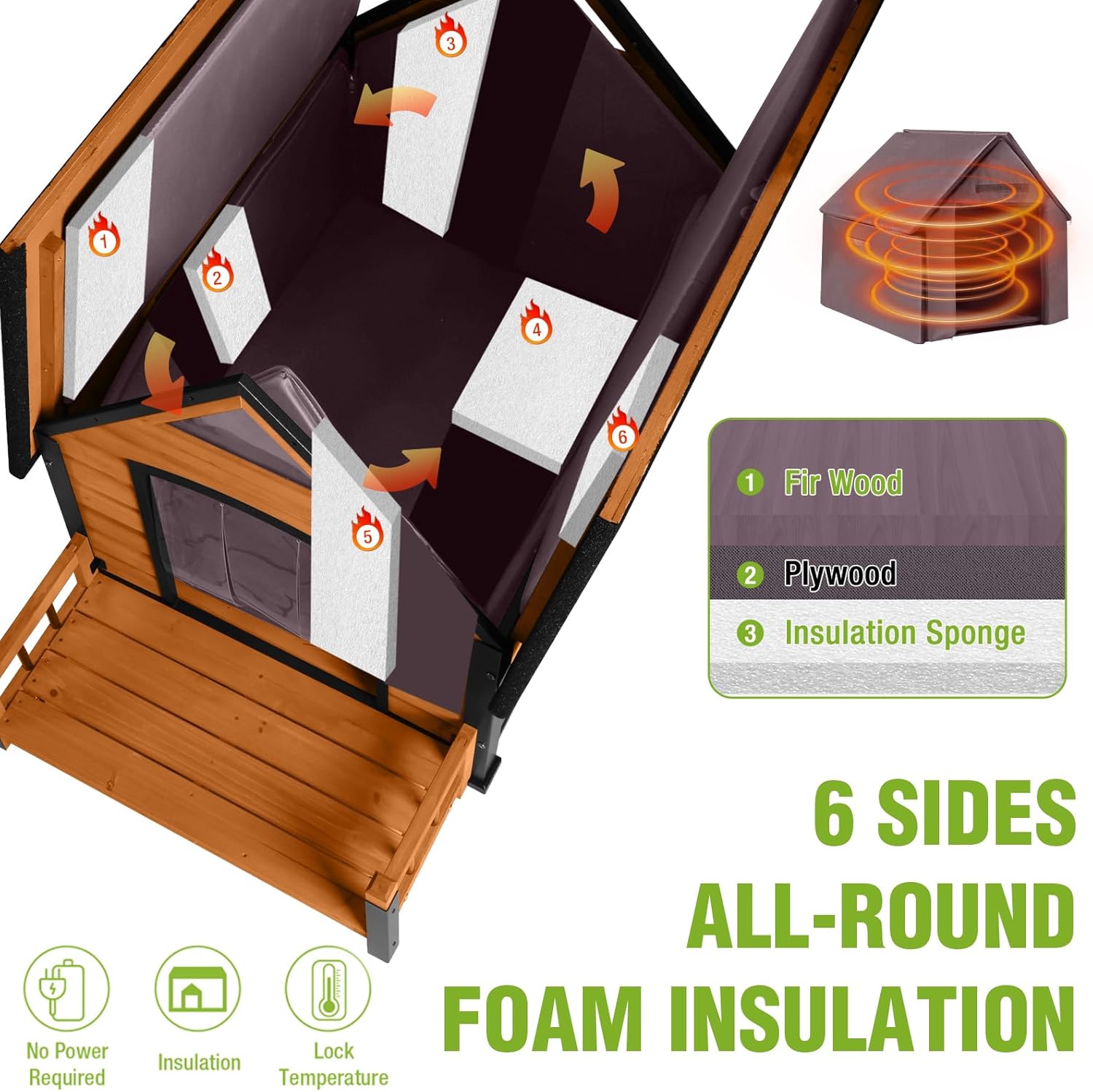 Dog House Outdoor Insulated, Sturdy & Warm Winter Puppy Shelter, 45" L Large Dog Kennel with Chew-Proof Iron Frame, Suitable for Small to Large Dogs(Brown)