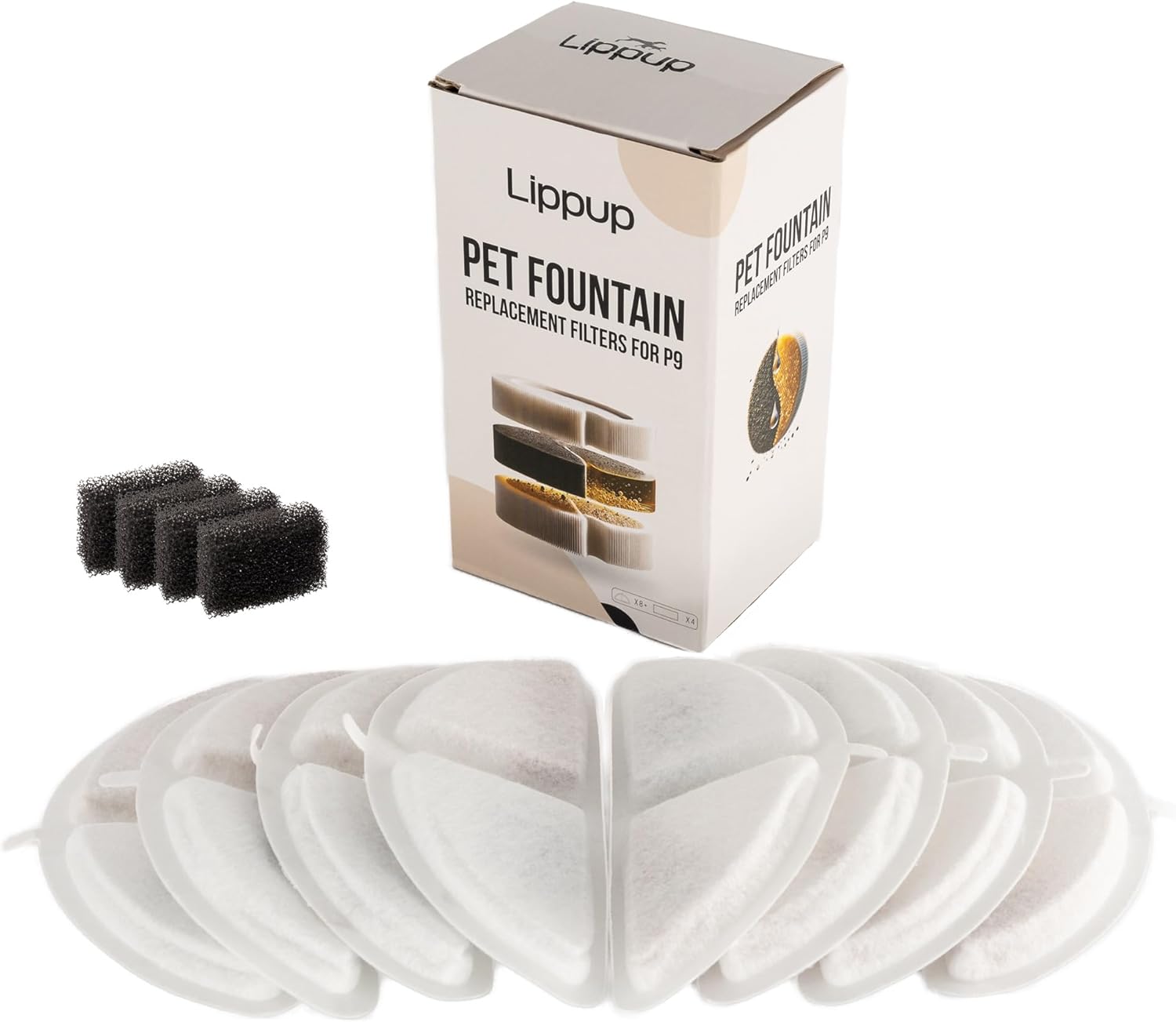 Replacement Filters for Stainless Steel Cat Water Fountain – 8 Pack Activated Carbon & Ion Exchange Resin for Fresh & Clean Drinking