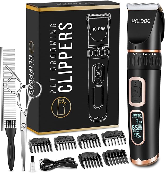 Dog Clippers Professional Heavy Duty Grooming Clipper 3-Speed Low Noise High by HOLDOG