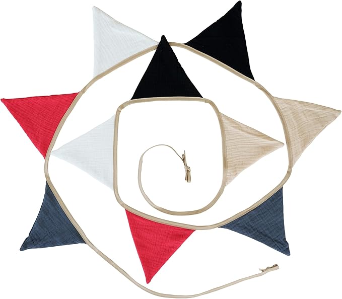 Fabric Bunting Banner, 2 Pack Handmade Neutral String Banner Each 8.5 ft 10 Flags Nursery Wall Hanging Wedding Birthday Home Baby Shower Party Decoration Bunting (Red Black)