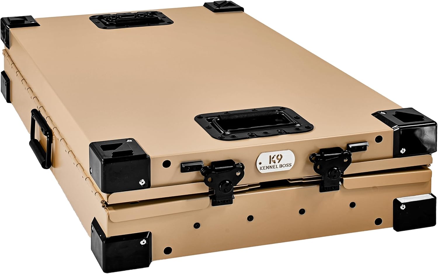 Heavy Duty Fully Collapsible Powder-Coated Aluminum Dog Crate - Small (Tan)