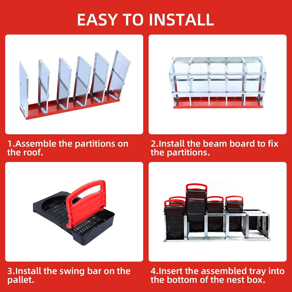 Chicken Nesting Box, 6 Hole 2 Layer Hen Nest Box, Roll Away Eggs Laying Box,Cleanable Pull Out Hen Roosting Box