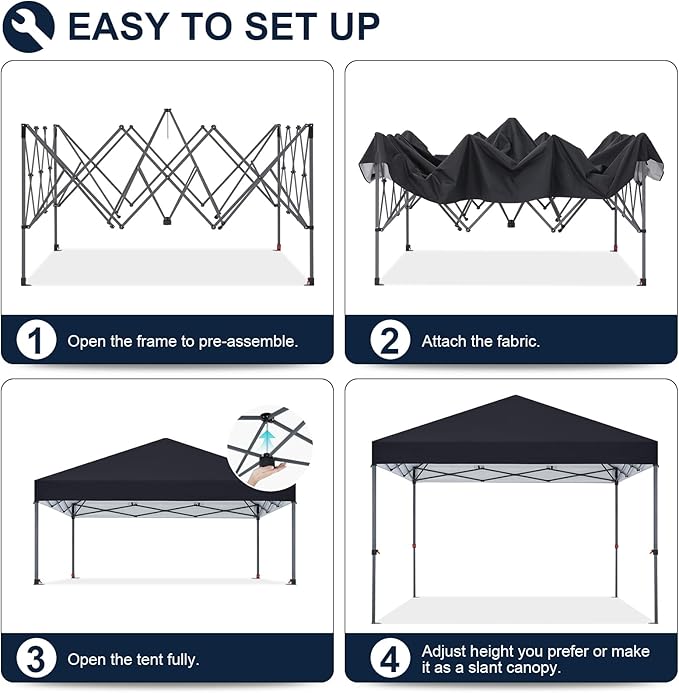 COOSHADE Durable Easy Pop Up Canopy Tent 10x10Ft(Black)