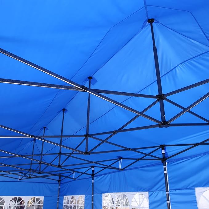 COBIZI 10x30 Pop Up Canopy Without Sidewall,Heavy Duty Canopy UPF 50+ All Season Wind Waterproof Commercial Outdoor Wedding Party Tents for Parties Gazebo with Roller Bag(10 x 30 ft Blue)