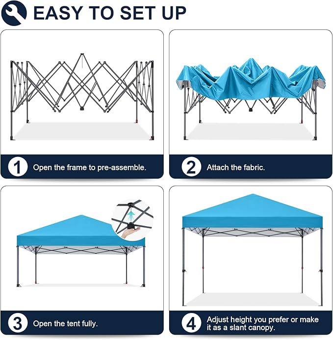 COOSHADE Durable Easy Pop Up Canopy Tent 10x10Ft, Sky Blue
