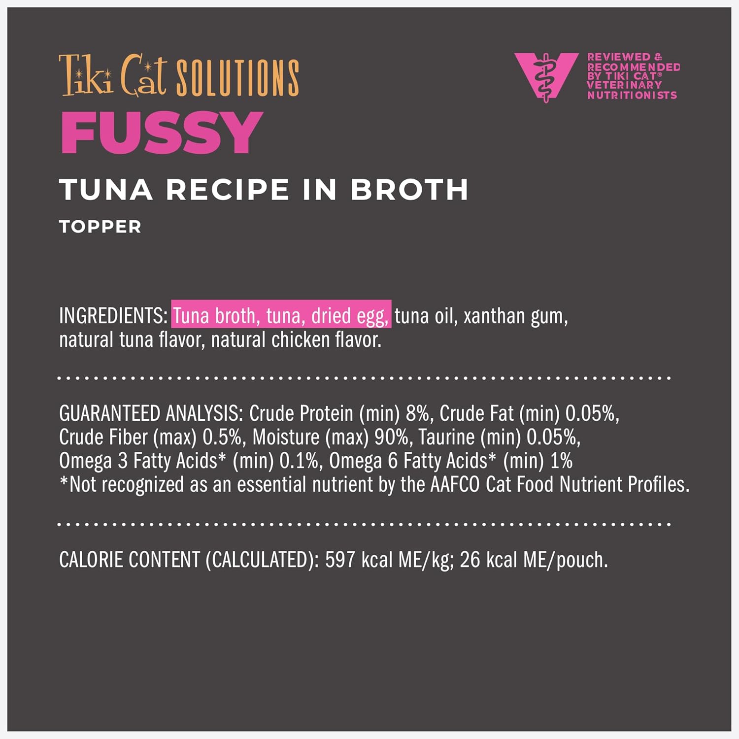 Tiki Cat Solutions Topper Multipack, Fussy, Tuna Recipe in Broth, 1.5 oz. Pouch (12 Count)