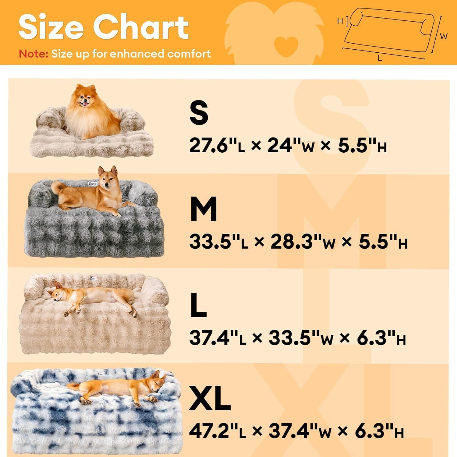 FUNNY FUZZY Pet Fluffy Fuzzy Calming Dog Couch Bed Sofa Protector Washable Pets Mat for Large Medium Small Dogs and Cats (Grey,37.4 × 33.46 × 6.3 in)