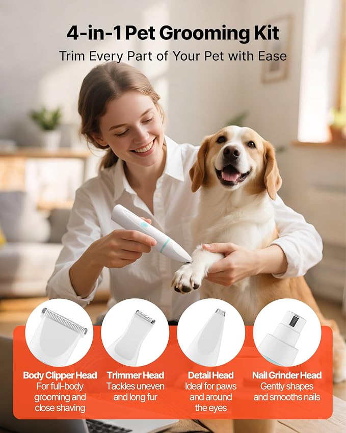 VEVOR Dog Clippers for Grooming, 4 in 1 Dog Grooming Kit, Low Noise, - Image 2
