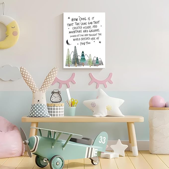 Dytila Christian Nursery Wall Art - Mountain Pictures Baby Boy Nursery Decor, Inspirational Religious Decor, Toddler Boy Room Decor, Faith Paintings, Christening Gifts for Boys 16x24 Inch