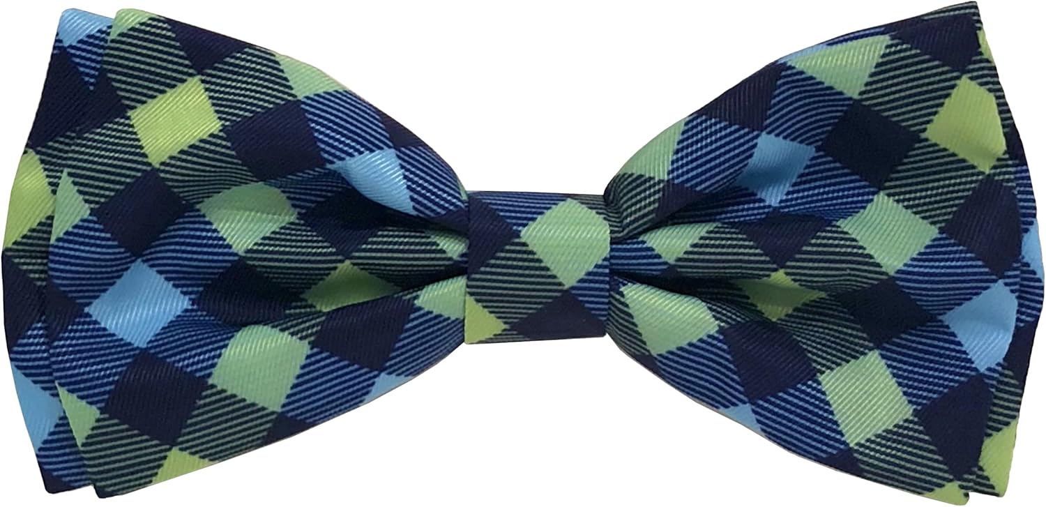 Huxley & Kent Pet Bow Tie for Dogs & Cats - Adjustable Hook & Loop Collar Accessory - Cute & Comfortable for Holidays & Celebrations - Navy Check, Extra-Large