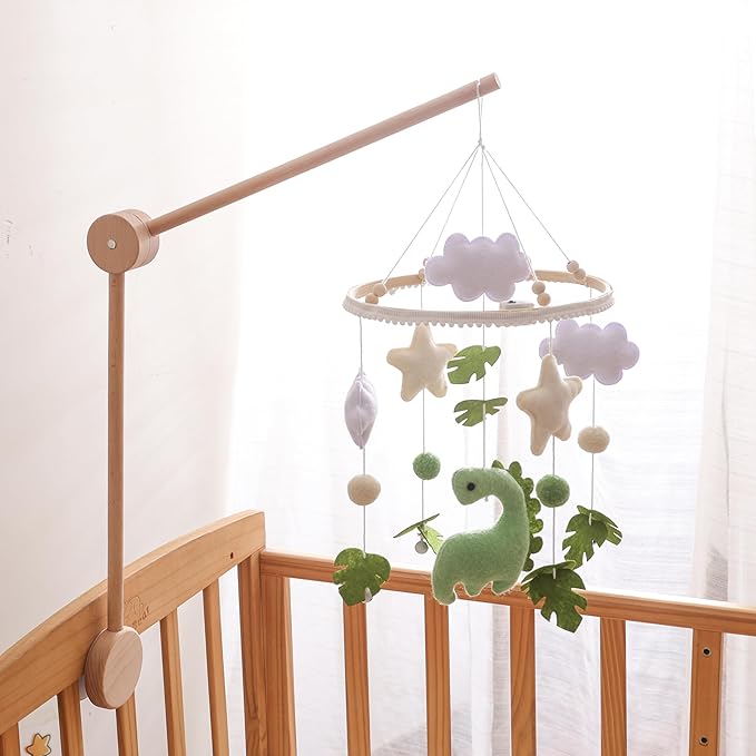 Baby Crib Mobile Holder - Wooden Mobile Arm for Crib,Mobile Crib Hanger (Wooden Arm)， 360° Adjustable,Mobile Hanger for Crib Baby Boy Girl Nursery Decor