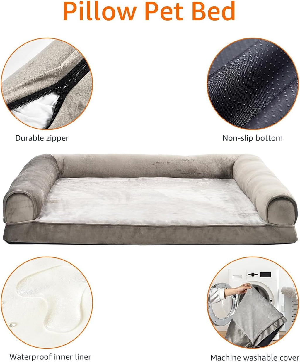 Amazon Basics Dog Bed with Cooling Gel Memory Foam, Pressure-Relief Support for Dogs up to 55lbs, Non-Slip Bottom, Machine Washable Cover, Large Sized (36" x 27"), Brown