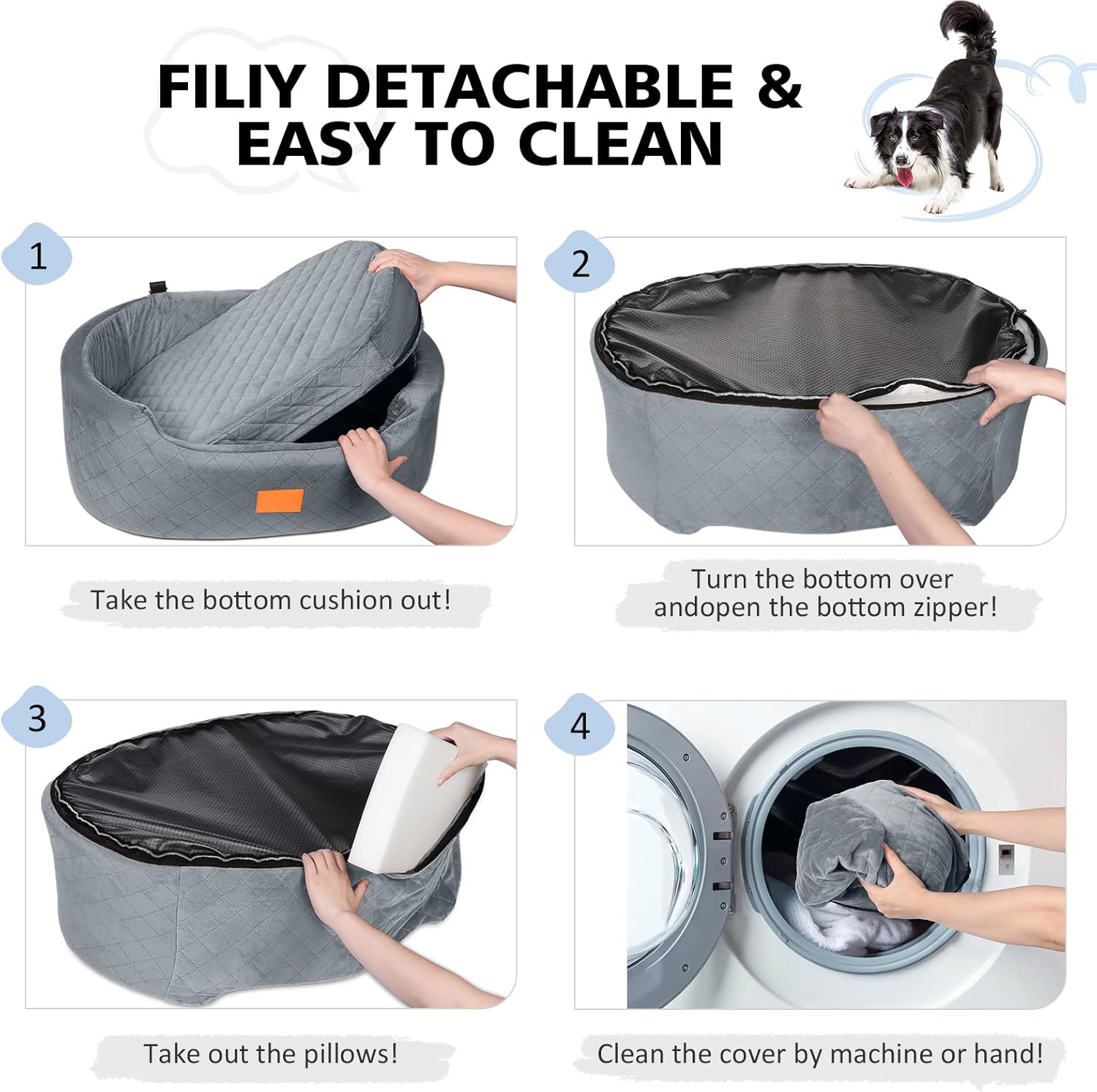 Dog Car Seat for Medium & Large Dogs up to 55 lbs, Elevated Booster Seat with Anti-Slip Base, Detachable & Machine-Washable Pet Car Bed for SUV/Sedan (Gray)