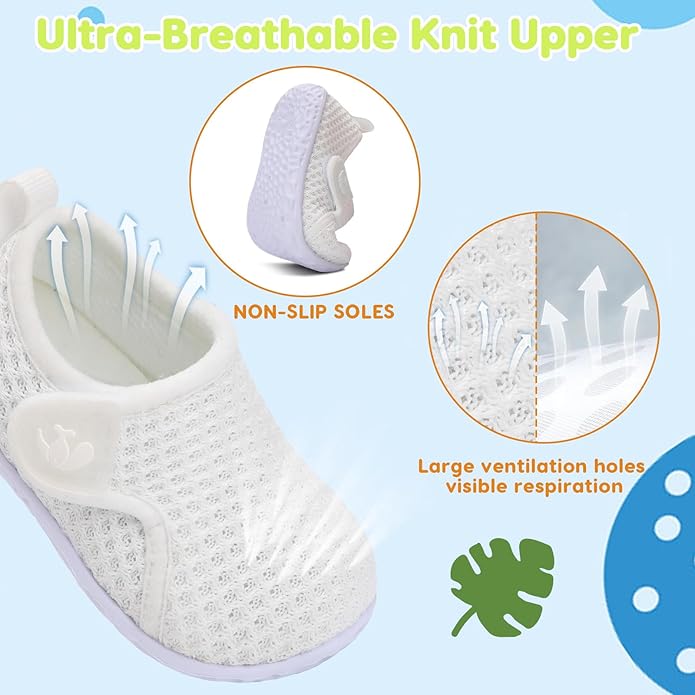 FEETCITY Baby Boys Girls First Walking Shoes Infant Sneakers Crib Shoes Breathable Lightweight Slip On Shoes