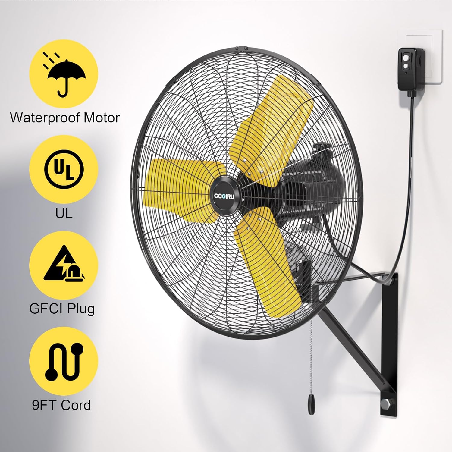 9000 CFM 24" Outdoor Oscillating Wall Fan with 2 Pack, High Velocity 3-Speed Waterproof Professional Outdoor Fan, Heavy Duty Industrial Wall Mount Fans for Commercial, Garage, Warehouse, UL Listed