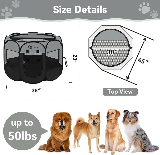 Siedihit Dark Grey Puppy Playpen - Image 3