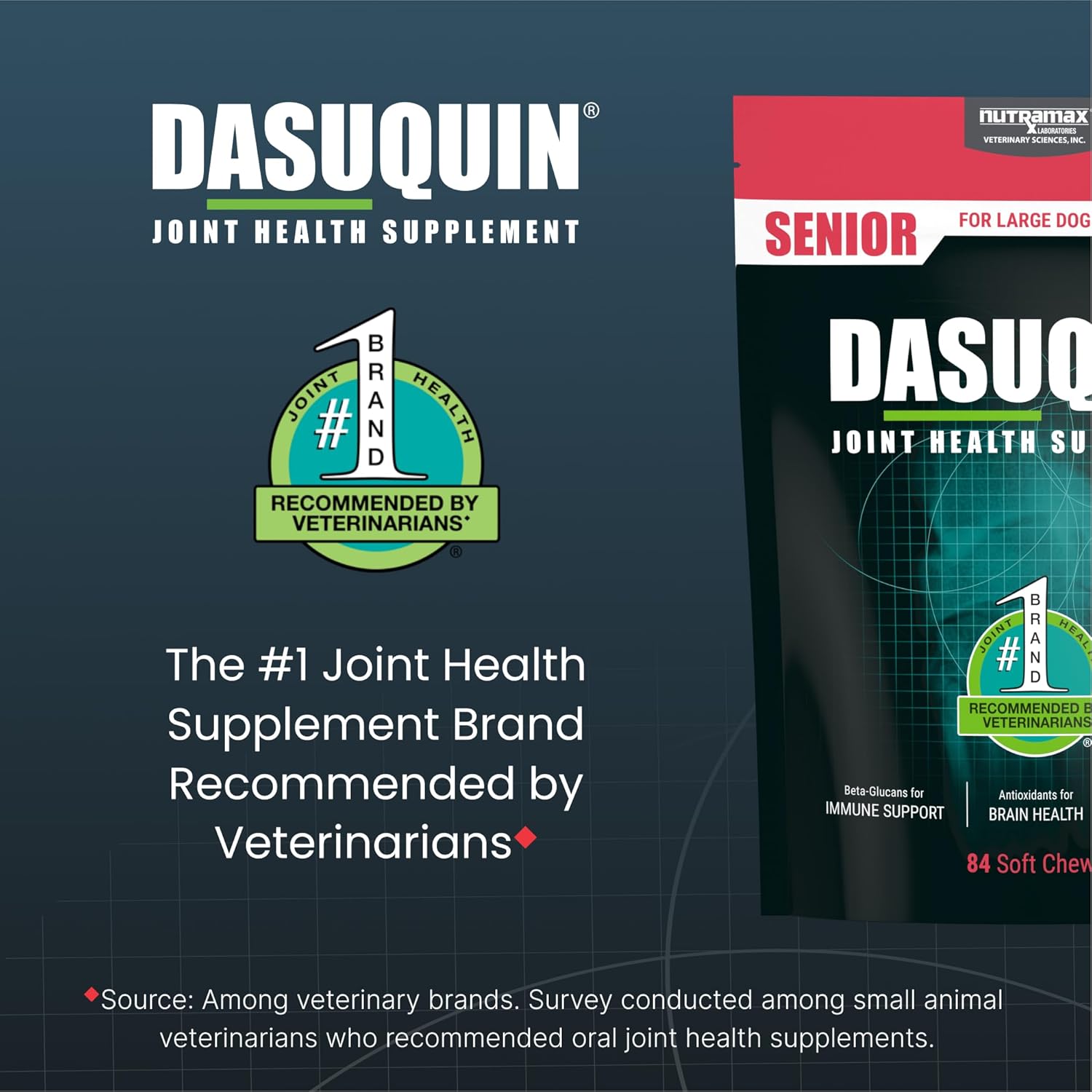 Nutramax Dasuquin Joint Health Supplement for Large Senior Dogs – for Immune Support, Skin & Coat Health, and Brain Health, 84 Soft Chews