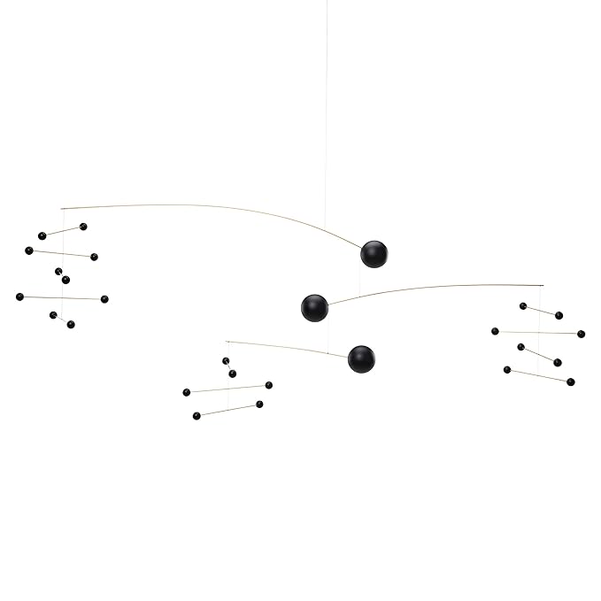 Symphony in 3 Movements Hanging Mobile, Black Color - Large Size - Steel - Handmade in Denmark by Flensted