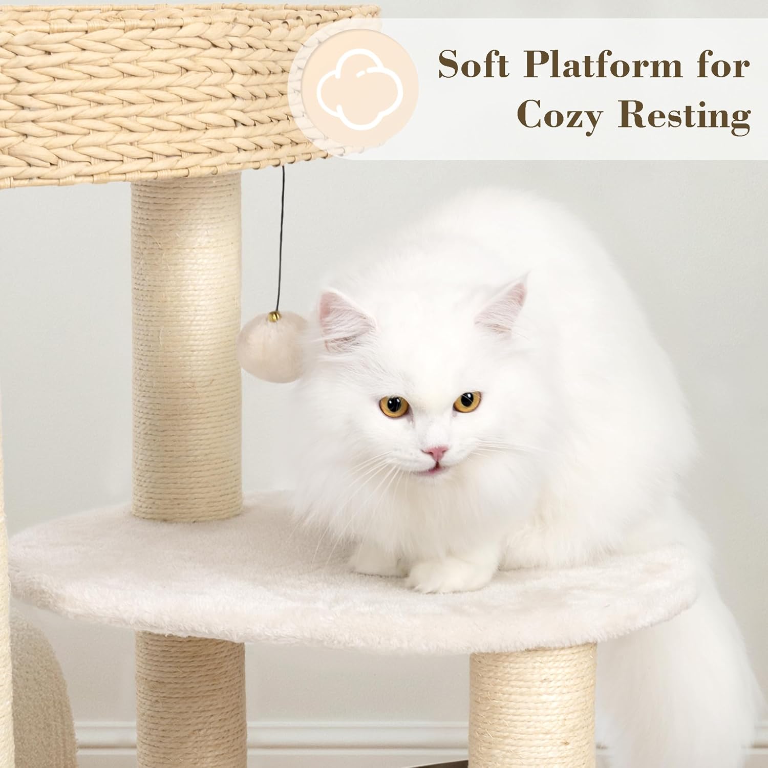 KAMABOKO Modern Cat Tree, 39" Tall Cat Trees for Kittens Climb Play & Rest, Cat-Tree for Indoor Cats w/Natural Sisal Scratching Posts, Hand-Woven Condo & Top Perch