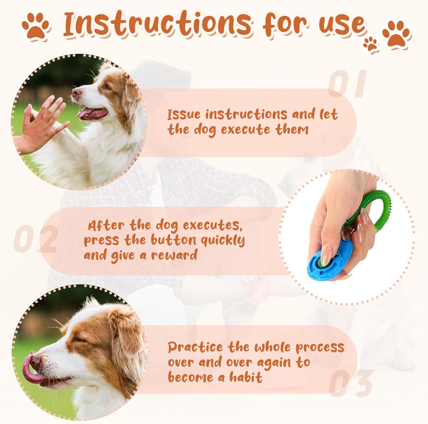 Hiboom 30 Pcs Dog Training Clicker Bulk Colorful Pet Training Clicker Cat Animal Trainer Clicker with Wrist Strap for Pet Dog Cat Horse Bird Behavioral Trainer Accessories (30 Color)