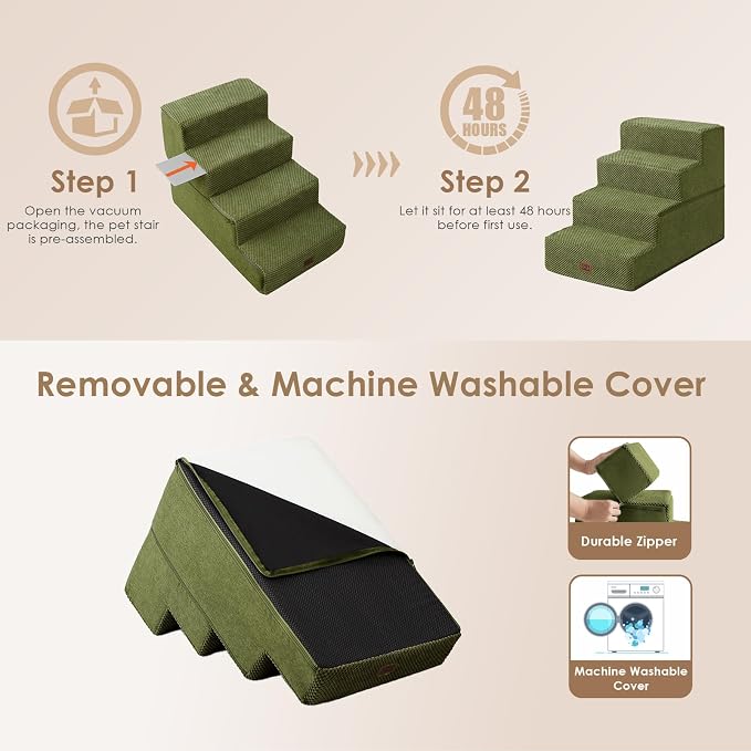 EHEYCIGA Dog Stairs for Bed 18" H, 4-Step Dog Steps for High Bed, Pet Steps for - Image 6