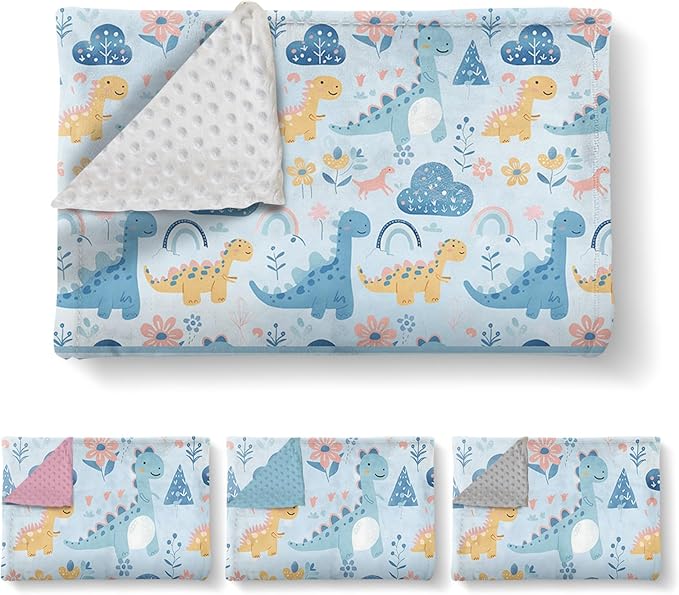 Personalized Baby Blankets for Boys Girls, Custom Baby Blanket with Name, Receiving Swaddle Blanket Suitable for Infants & Toddler, Nursery Newborn Baby Crib, Dino(60" x80)