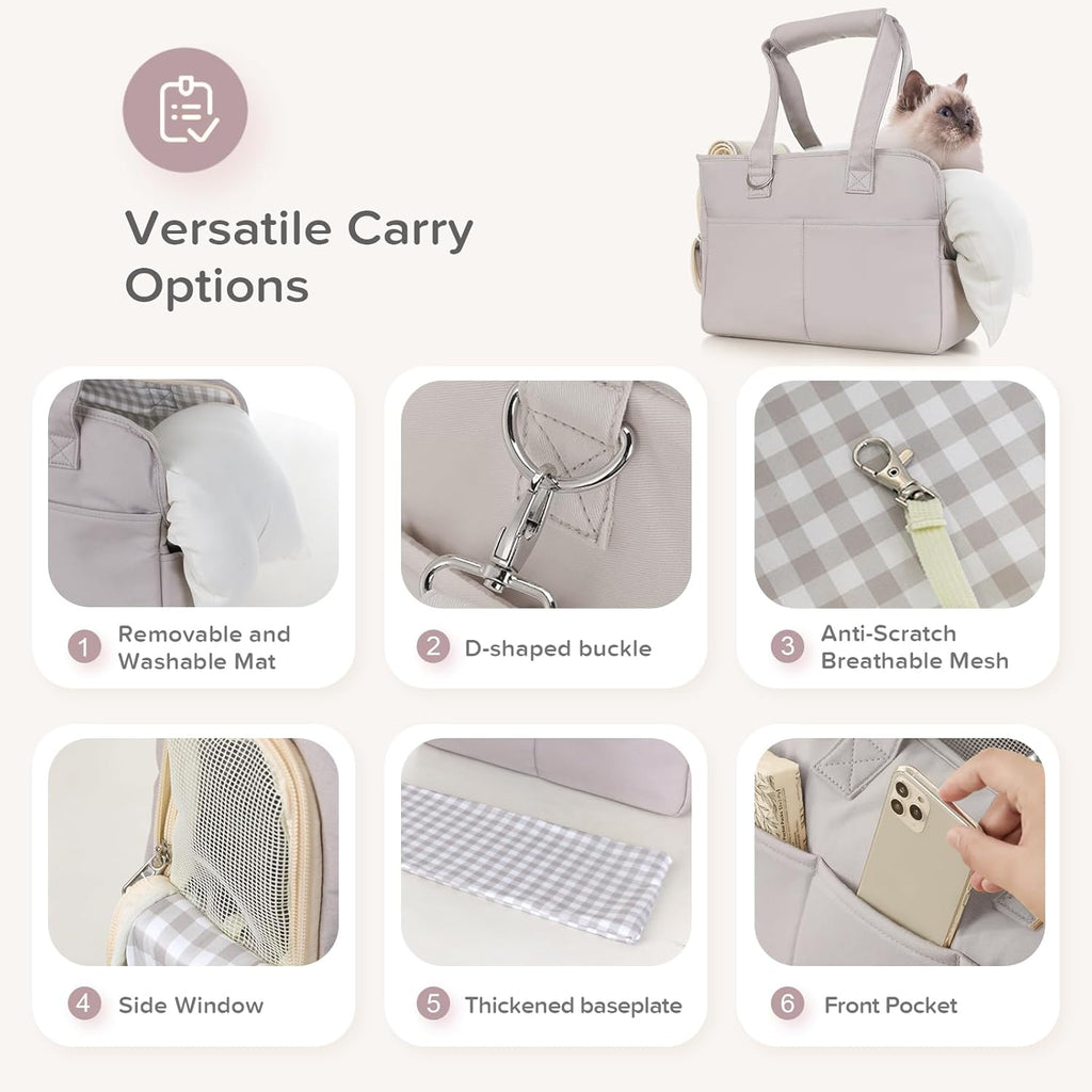 Dog Carriers for Small Dogs, Soft Sided Folding Small Dog Carrier for Dogs Medium Cats Puppies up to 13 Lbs, Washable Breathable Puppy Carrie Carrier for Outdoor Travel (Small Gray)