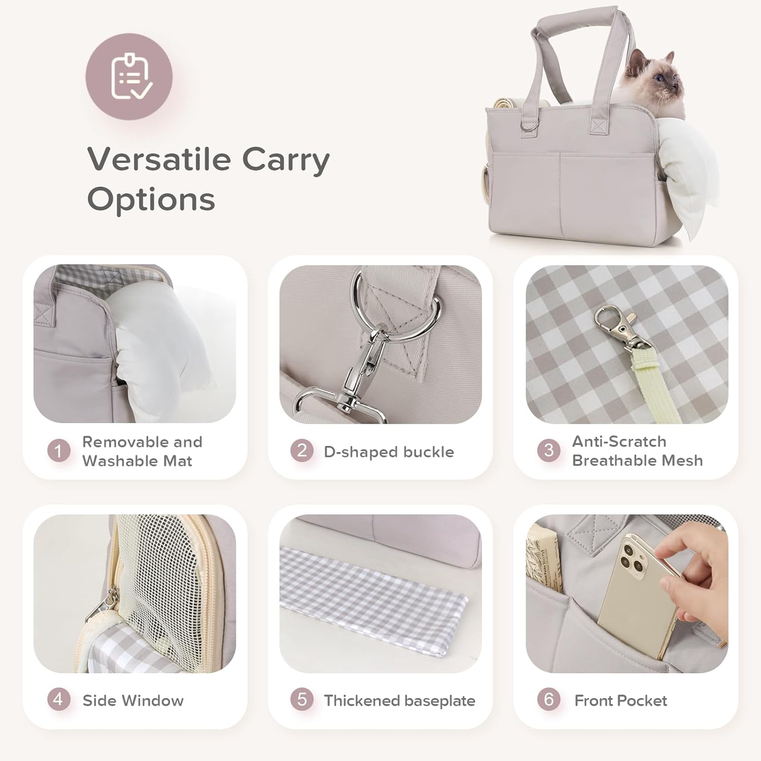 Dog Carriers for Small Dogs, Soft Sided Folding Small Dog Carrier for Dogs Medium Cats Puppies up to 13 Lbs, Washable Breathable Puppy Carrie Carrier for Outdoor Travel (Small Gray)