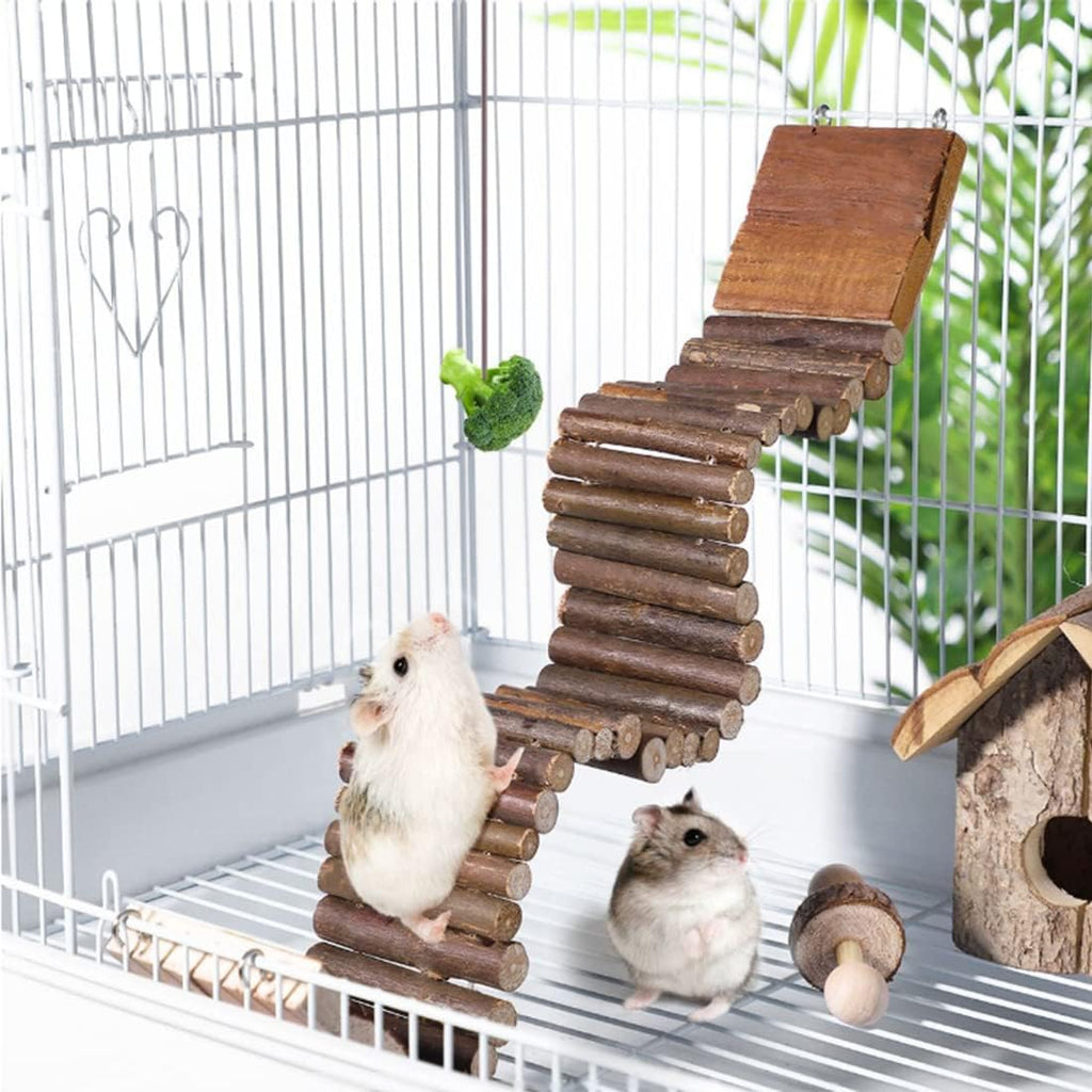 Hamiledyi Hamster Suspension Bridge Rat Long Bendy Bridge Wooden Climbing Ladder Cage Accessories for Syrian Hamster Gerbil Mouse Rat(21.6x2.7 inch(L*W))