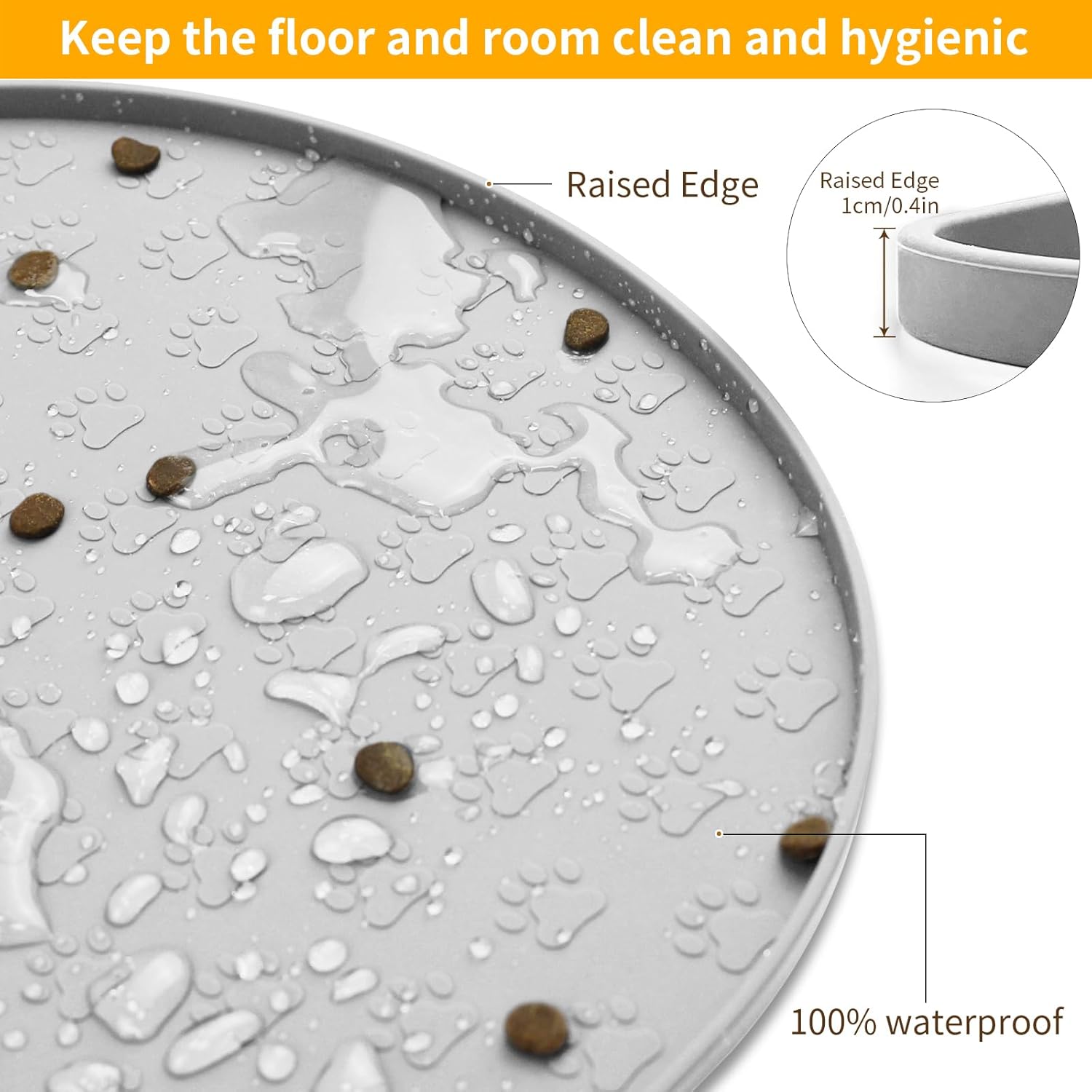 KPWACD Dog Food Mat Anti-Slip Bowl Mats for Food and Water, High-Lips Waterproof Pet Placemat Prevent Messy Spills to Floor, Silicone Puppy Feeding Trays for Large Medium Small Dogs Cats