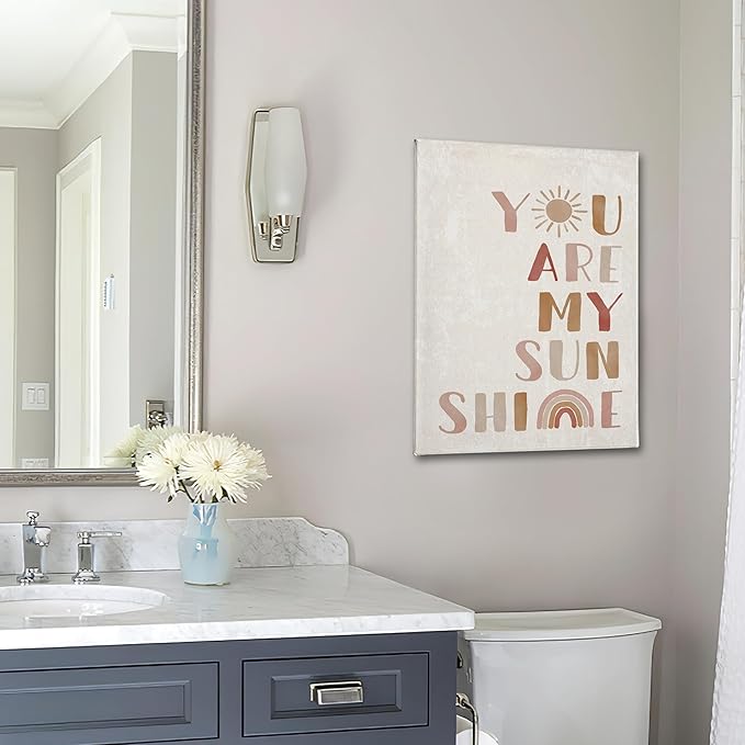 PHAMTE Wall Art You Are My Sunshine Wall Decor,Boho Nursery Decor,You Are My Sunshine Boho Sun Sunshine Rainbow Canvas Framed Wall Decor Home Teens Girls Kids Nursery Classroom Bedroom Living Room(16x24 Inch)