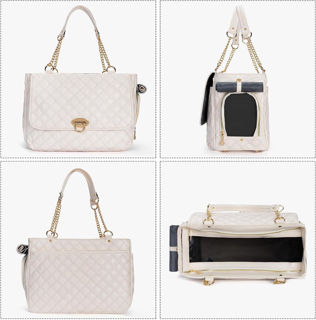 Fashion Pet Carrier Dogs Cat Small Animals Purse Bag, Leather Pet Carriers Dog Puppy Kitten Tote Travel Handbag TSA Airline-Approved