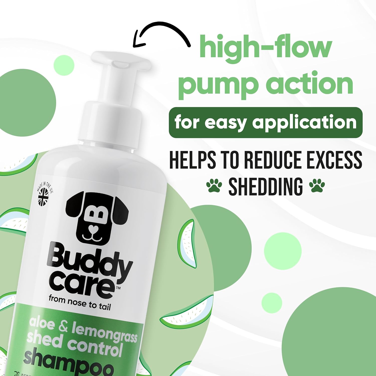 shed Control Dog Shampoo by Buddycare | Dry Skin & Itchy Skin Relief for Smelly Dogs | Deep Cleansing for Dogs Puppy Sensitive Skin | Lemongrass Scented | with Aloe & Vitamin B5 (16.90oz)