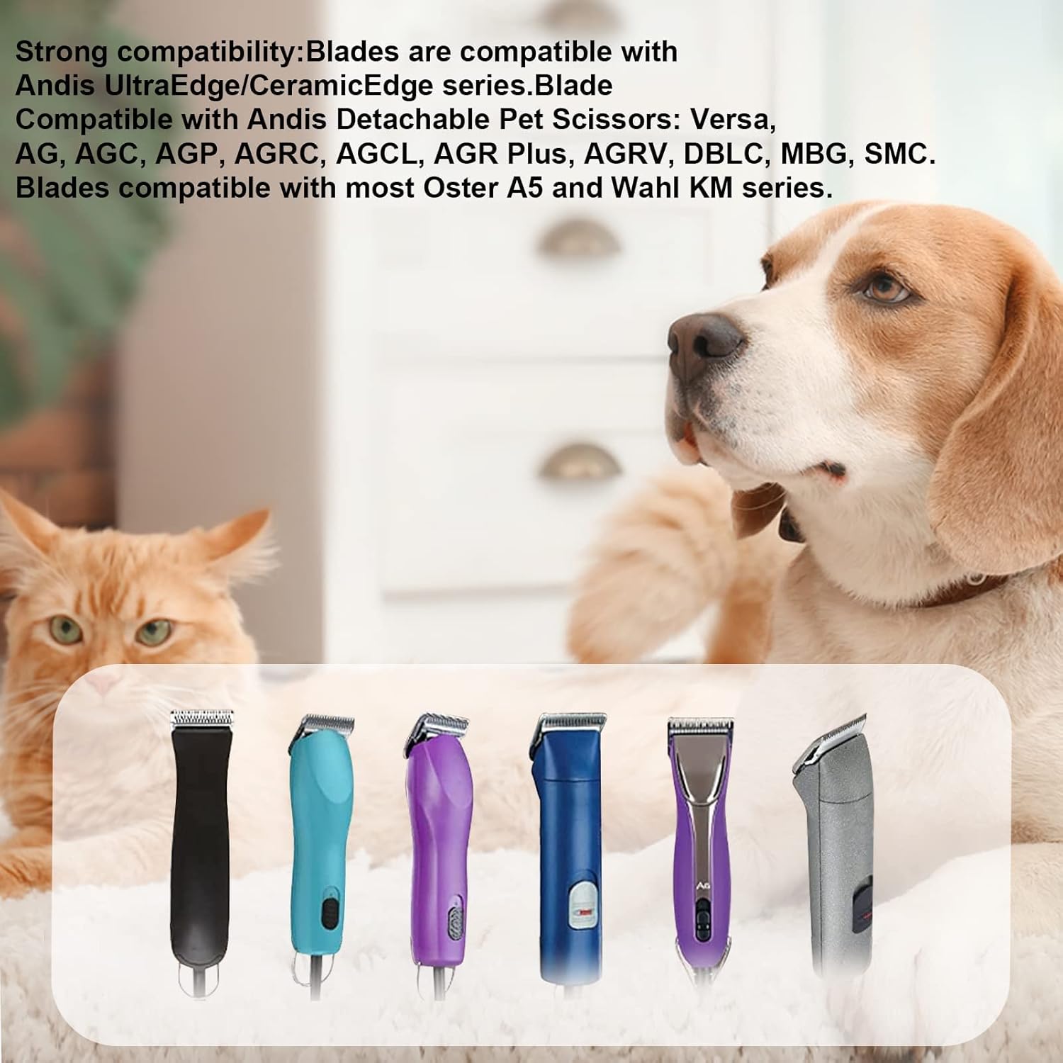 1Pack 10 Blade Dog Groomg Blades Compatible with Pet Clipper/Oster A5/Wahl KM Series Dog Clipper,Ceramic Blade & Stainless Steel Blade
