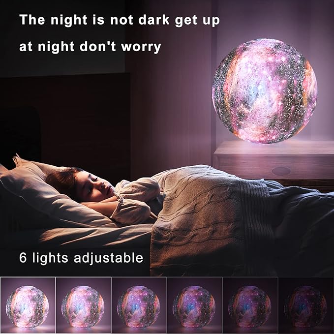 7.9 inch Large Moon Lamp Galaxy Starry Moon Night Light with Touch and Remote Control 16 Colors as Cool Lamp Gift for Boys or Girls