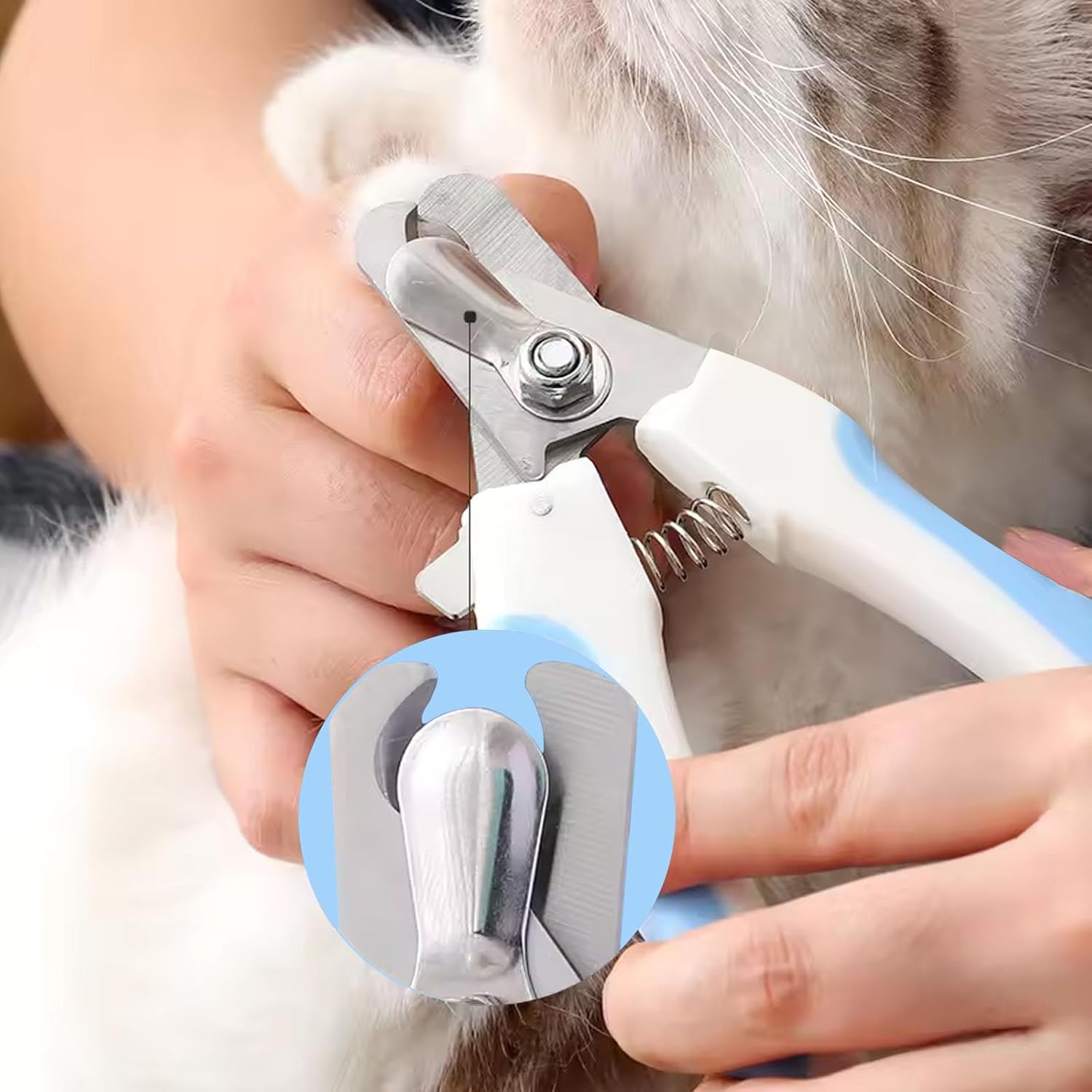 Cat Nail Clippers for Beginners and Groomers - Durable pet Trimmer - Supplies with Safety Guard, Avoid Overcutting - Grooming Tool for Small Animals Tiny Dog Indoor Cat Bunny Rabbit Bird Kitten(Blue)