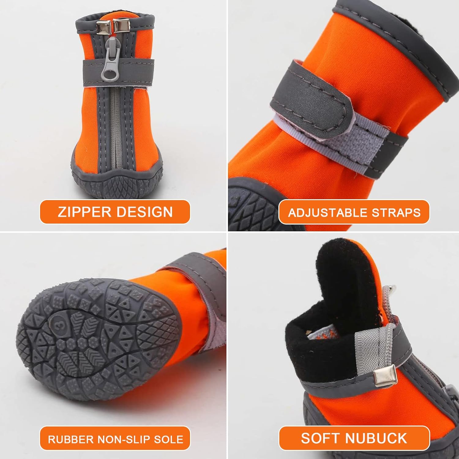Dog Shoes for Small Dogs, Puppy Dog Boots & Paw Protector for Winter Snow Day, Summer Hot Pavement, Waterproof in Rain Weather, Ourdoor Hiking, Indoor Hardfloors with Anti Slip Sole 4PCS/Set