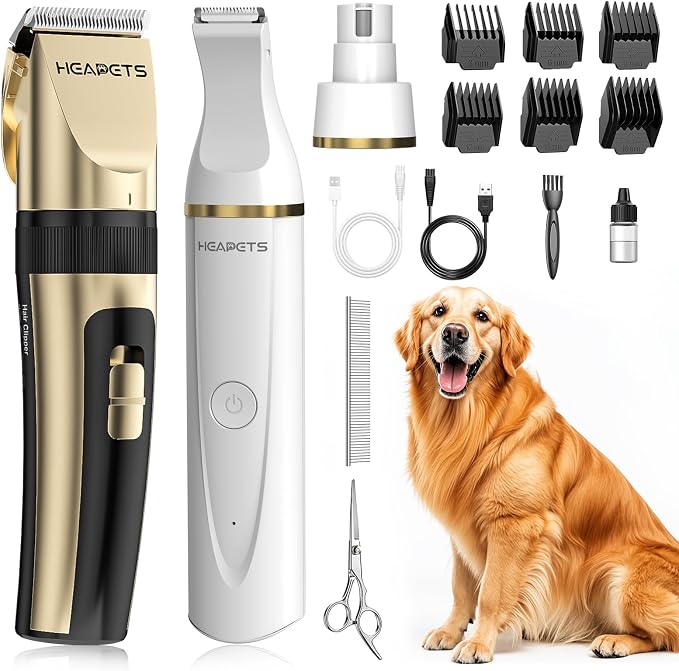 HEAPETS Dog Hair Clippers for Grooming Kit and Dog Paw Trimmer Nail Grinder for by Heapets