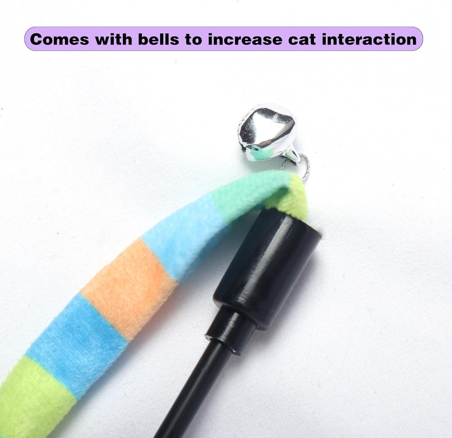 Cat Wand Toys Interactive Kitten Toys Cat Teaser Wand String Feather for Indoor Colorful Ribbon Wands Stick Toy Cat Charmer-3 Packs