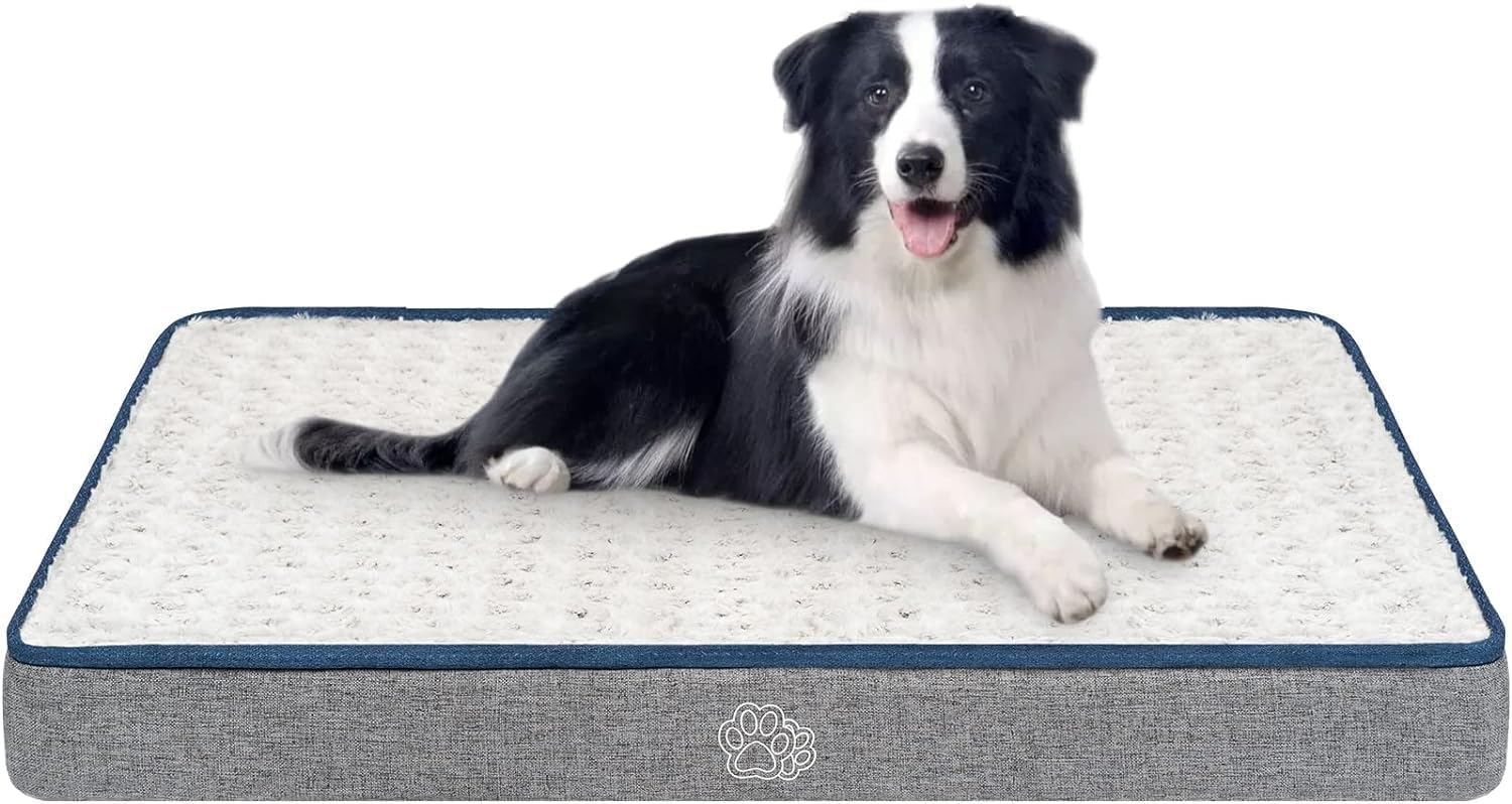 EMPSIGN Reversible Cool and Warm Dog Bed for Crate Pad, Pet Beds with Washable and Removable Cover, Dog Crate Beds Sleeping Mats, Beds for Dogs Crate for Large Medium Small Dogs, Grey