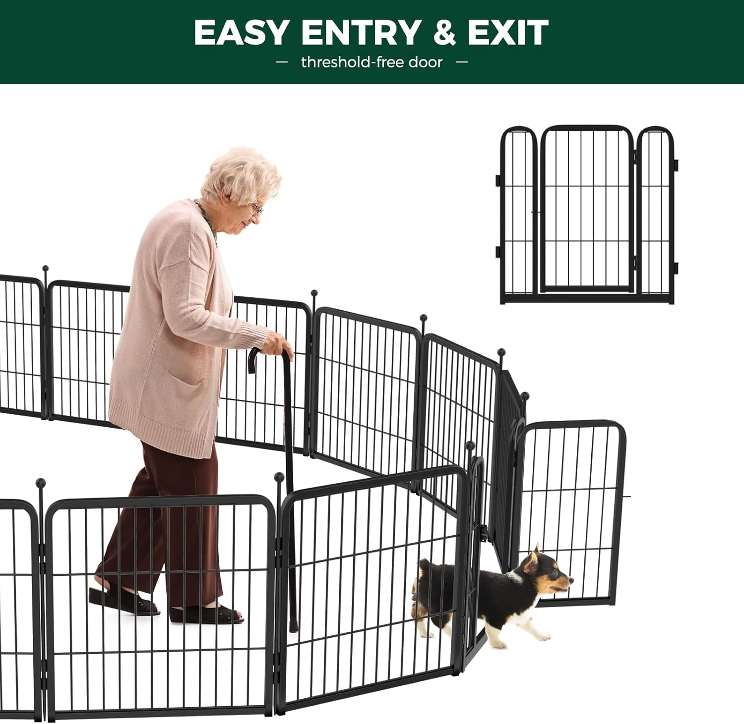 FXW Rollick Unleashed Dog Playpen for Indoor, Yard, RV Camping, 24 inch 32 Panels for Small and Puppy Dogs, Black│Patented