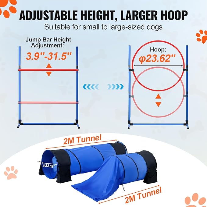 VEVOR Dog Agility Training Equipment, 2 Tunnels - Image 5