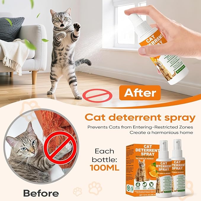 Cat Deterrent Spray 2 Pack, Natural Non-Toxic Plant Based Anti-Scratch & - Image 5