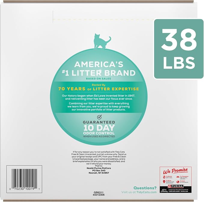 Purina Tidy Cats Free and Clean Unscented Clumping Cat Litter - 38 lb. Box - Image 9